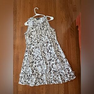 MSK Gray and White Floral Dress